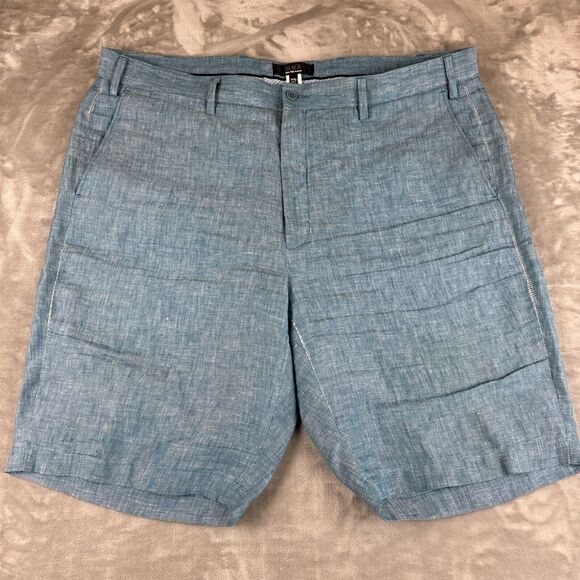 Black by Saks Fifth Avenue Men's‎ Linen Shorts Size W40 Flat Front Blue (0710) - Picture 1 of 11